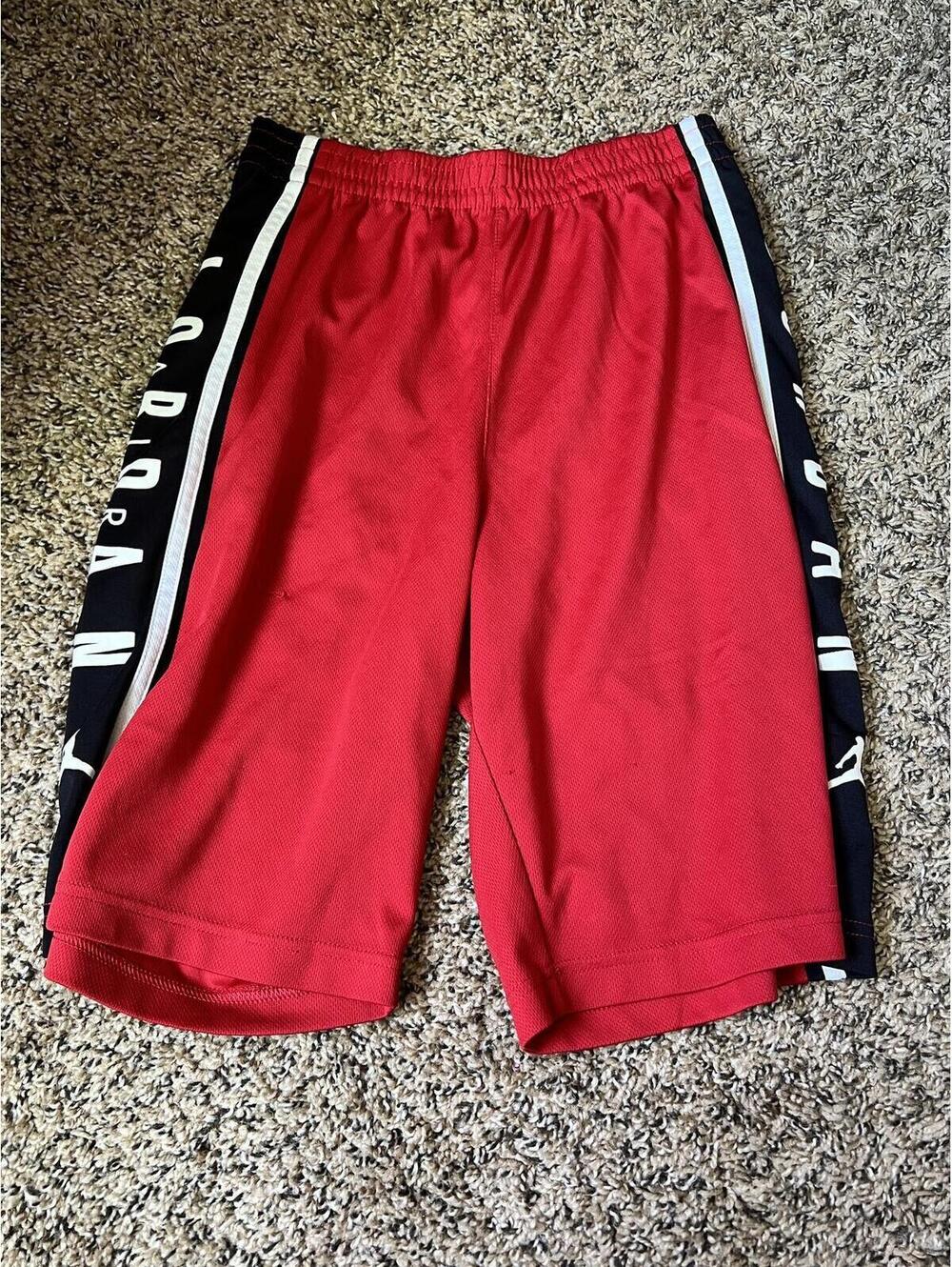 Jordan Red Athletic Shorts with Side Logo Stripes XL (13-15yrs old)